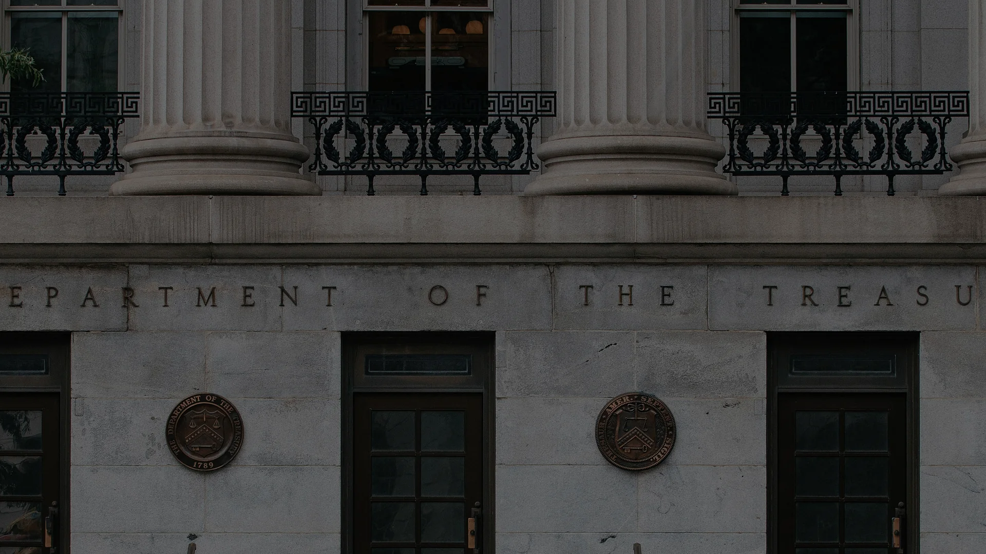 The front of the U.S. Department of the Treasury building in Washington, DC