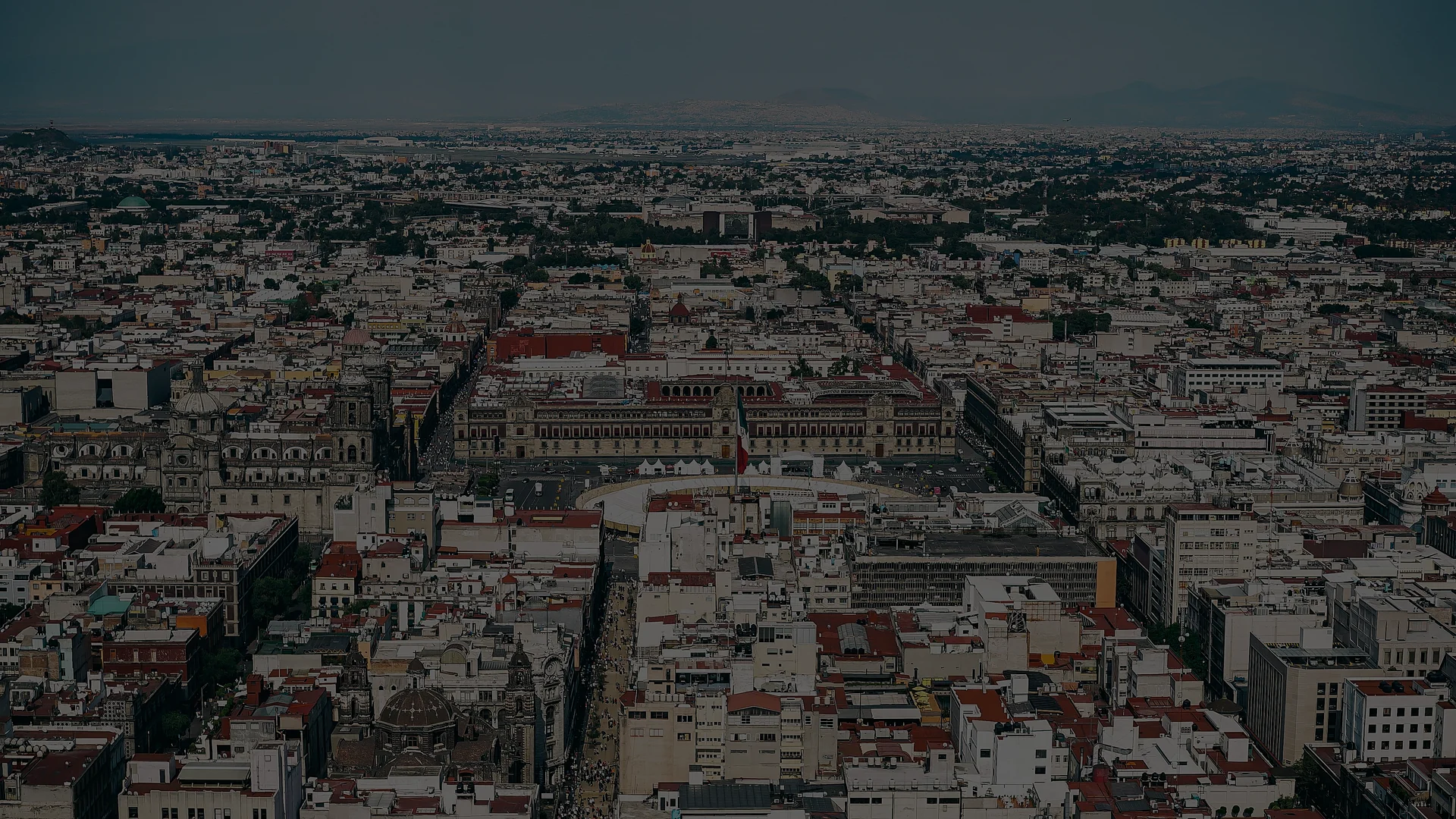 A an aerial photo of Mexico City